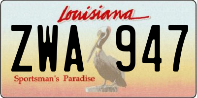 LA license plate ZWA947