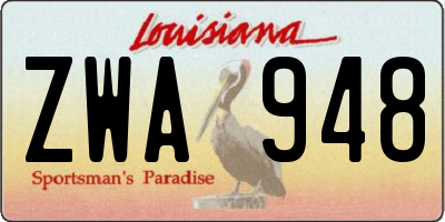 LA license plate ZWA948