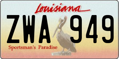 LA license plate ZWA949
