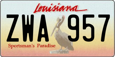 LA license plate ZWA957