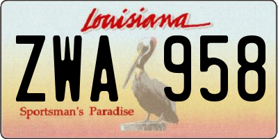 LA license plate ZWA958