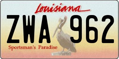 LA license plate ZWA962