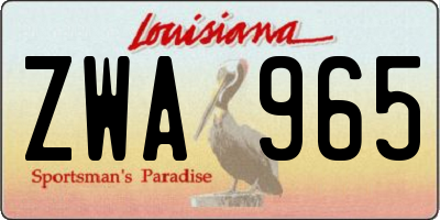 LA license plate ZWA965