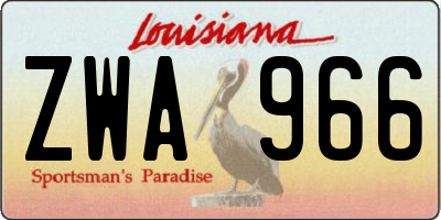 LA license plate ZWA966