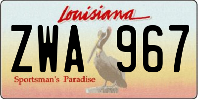 LA license plate ZWA967