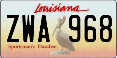 LA license plate ZWA968