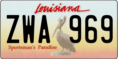 LA license plate ZWA969