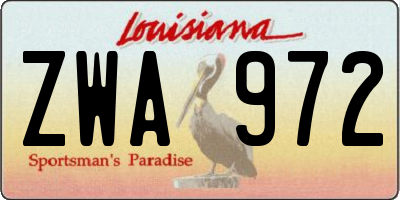 LA license plate ZWA972