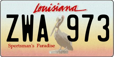 LA license plate ZWA973