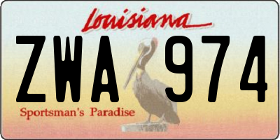 LA license plate ZWA974