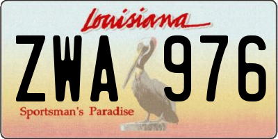 LA license plate ZWA976