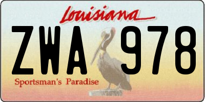 LA license plate ZWA978