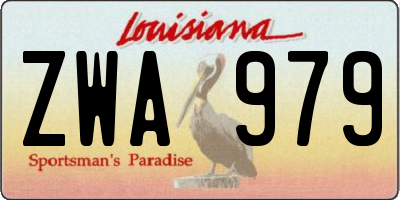 LA license plate ZWA979