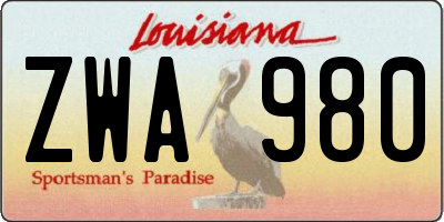 LA license plate ZWA980