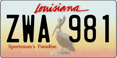 LA license plate ZWA981