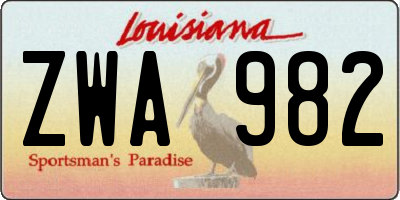 LA license plate ZWA982