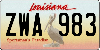 LA license plate ZWA983