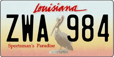 LA license plate ZWA984