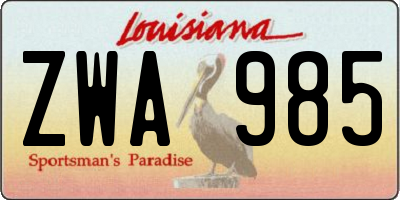 LA license plate ZWA985
