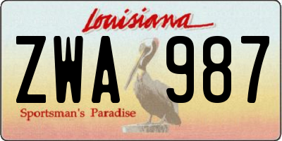 LA license plate ZWA987