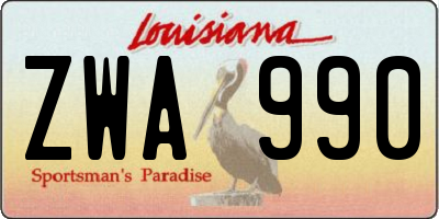 LA license plate ZWA990