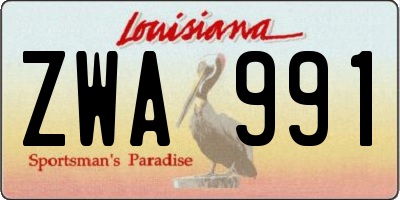 LA license plate ZWA991