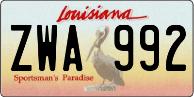 LA license plate ZWA992