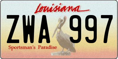 LA license plate ZWA997