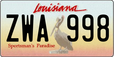 LA license plate ZWA998