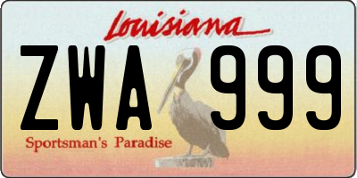 LA license plate ZWA999