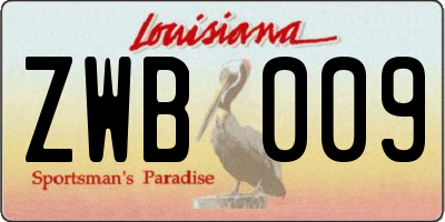 LA license plate ZWB009