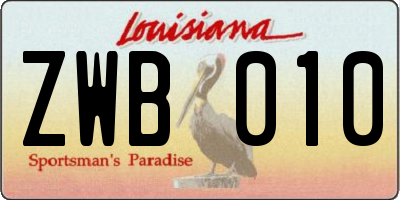 LA license plate ZWB010