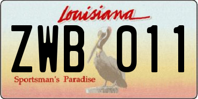 LA license plate ZWB011