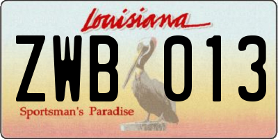 LA license plate ZWB013
