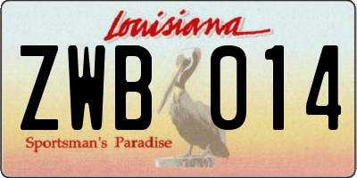 LA license plate ZWB014