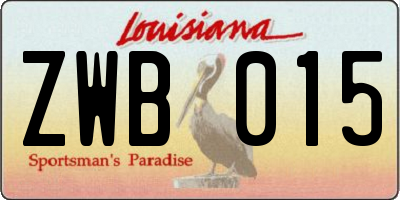 LA license plate ZWB015