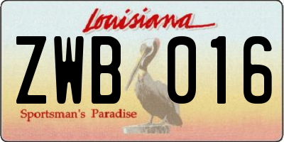 LA license plate ZWB016