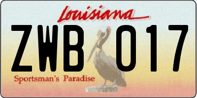 LA license plate ZWB017