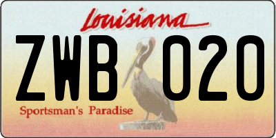 LA license plate ZWB020