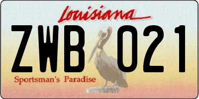 LA license plate ZWB021