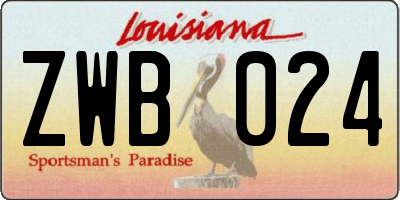 LA license plate ZWB024