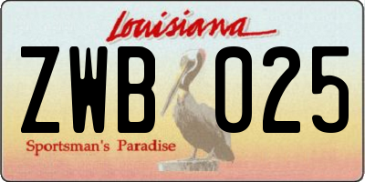 LA license plate ZWB025