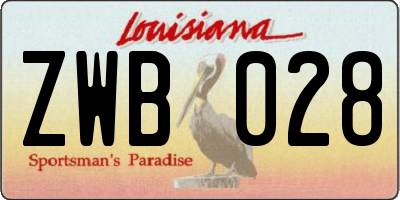LA license plate ZWB028