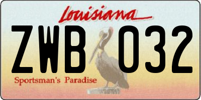 LA license plate ZWB032