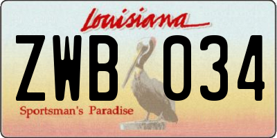 LA license plate ZWB034