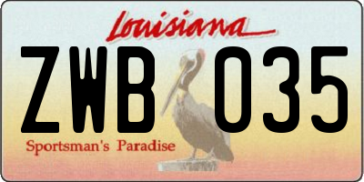 LA license plate ZWB035