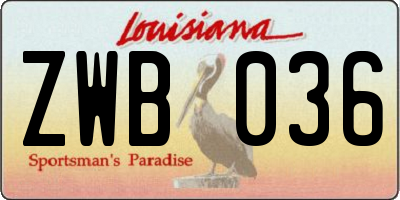 LA license plate ZWB036