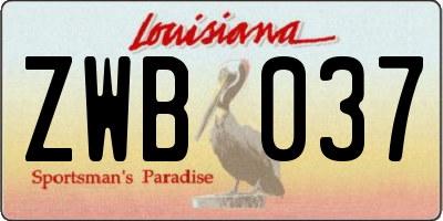 LA license plate ZWB037