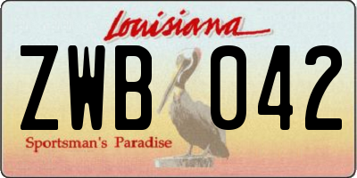 LA license plate ZWB042