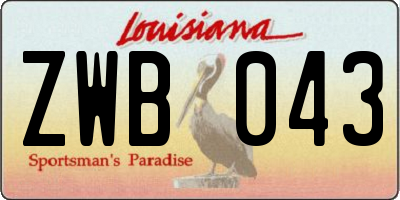 LA license plate ZWB043